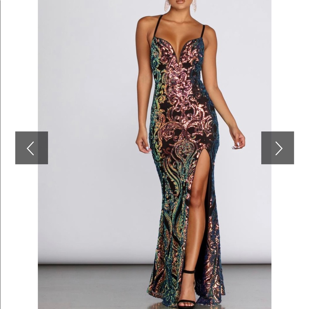 Multi colored sequin gown